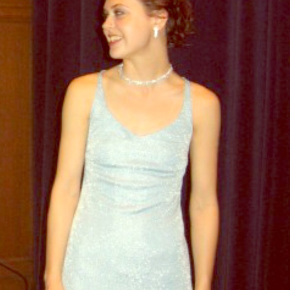 Light blue shimmery long formal